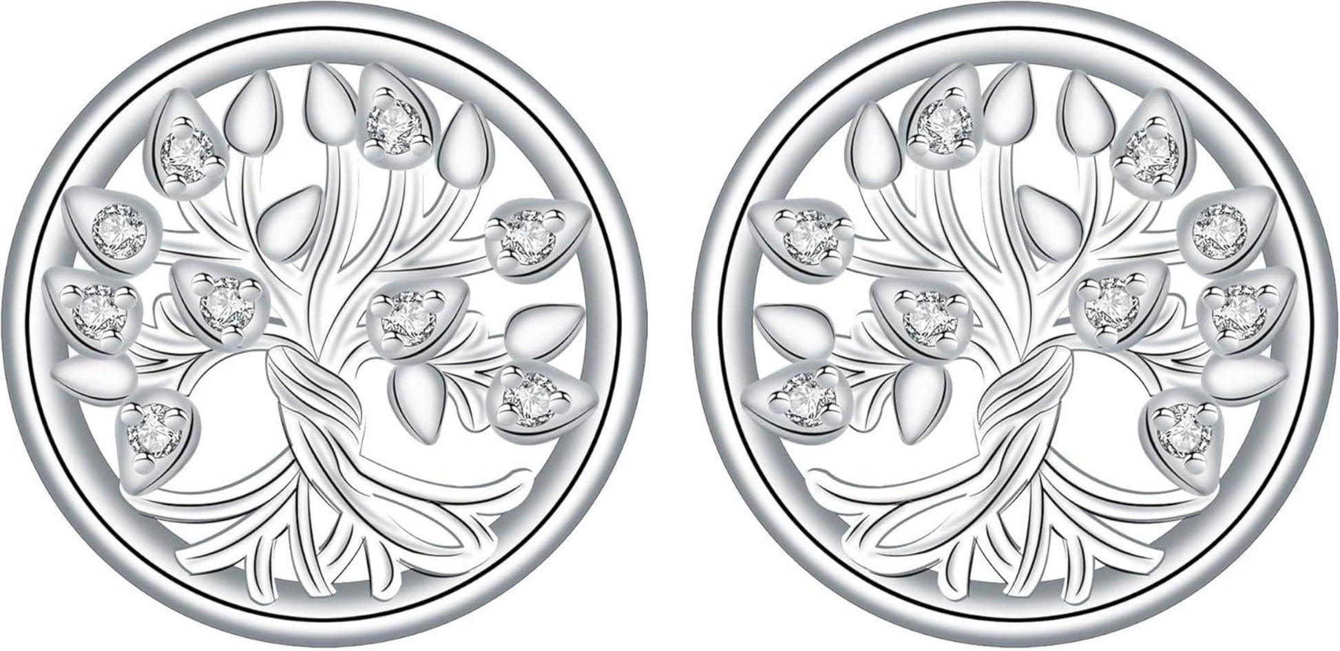 Baum des Lebens Ohrringe Sterling Silber 925 Zirkonia Ohrstecker