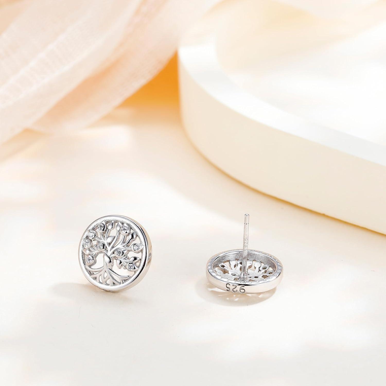 Lebensbaum Ohrringe 925 Silber Damen Ohrstecker mit