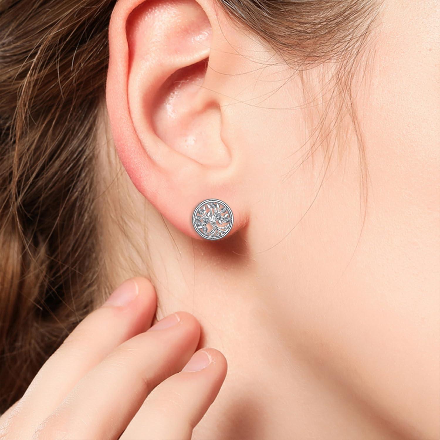 Baum des Lebens Ohrringe Sterling Silber 925 Zirkonia Ohrstecker