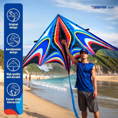 Großer Delta Winddrachen für Kinder & Erwachsene – Blau 2.8M