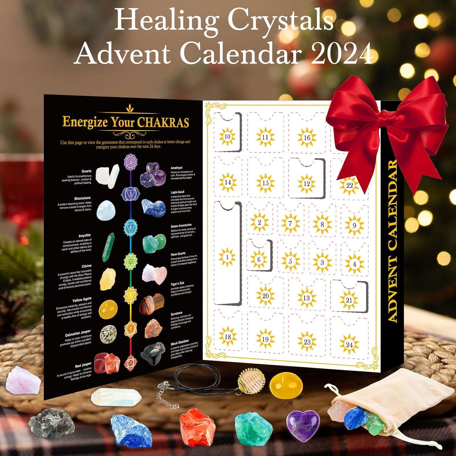 Kristall-Adventskalender 2024 Chakra-Stein Set 24 Tage