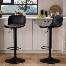 Modernes 2er Set Schwarz Barhocker Höhenverstellbar PU-Leder