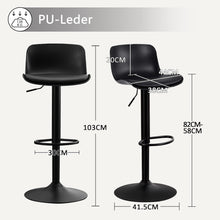 Schwarze höhenverstellbare Barhocker mit Lehne (2er Set) aus