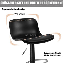 Modernes 2er Set Schwarz Barhocker Höhenverstellbar PU-Leder