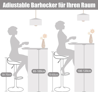 YOUTASTE Barhocker 2er Set Schwarz höhenverstellbar PU-Leder