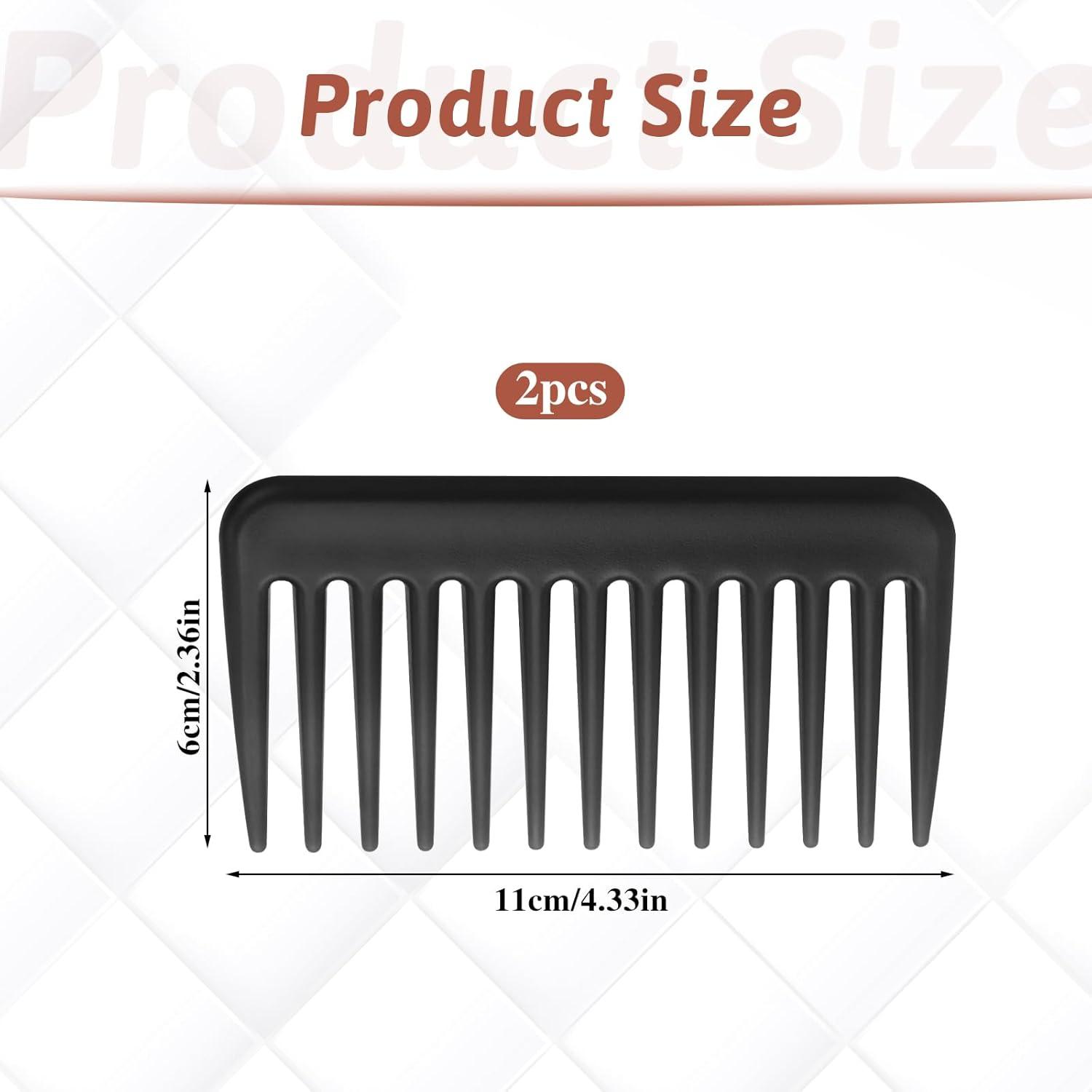 Locken Haarkamm 2 Stücke Schwarz Hellbraun Grobe Zähne Afro Kamm