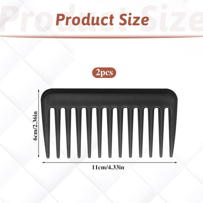 Locken Haarkamm 2 Stücke Schwarz Hellbraun Grobe Zähne Afro Kamm