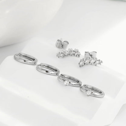 FUNEIA Ohrringe Set Silber Gold Vergoldet Zirkonia hypoallergen