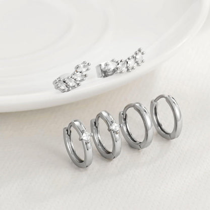 FUNEIA Ohrringe Set Silber Gold Vergoldet Zirkonia hypoallergen