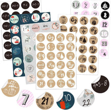 Adventskalender Zahlen Aufkleber 6 x 24 Stickers Weihnachten DIY