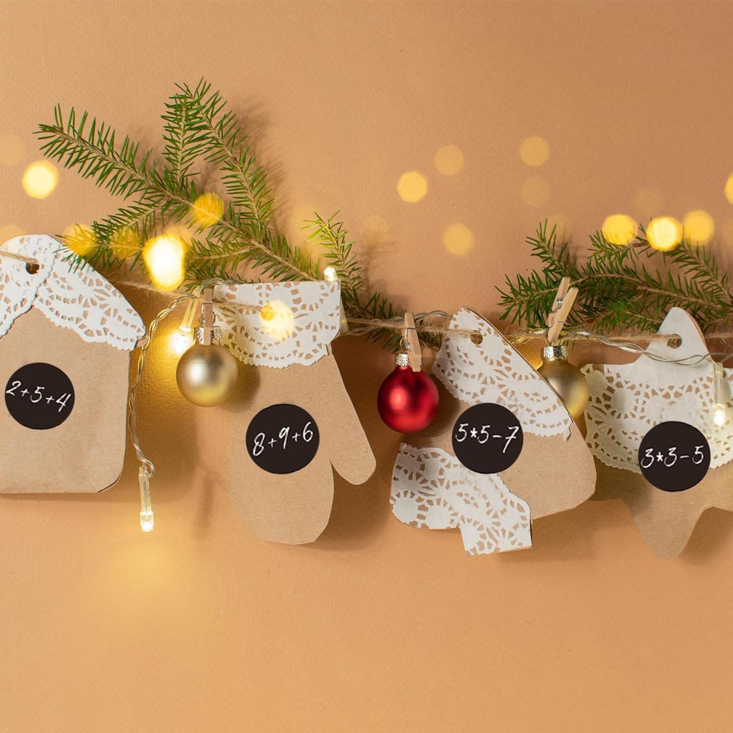 Adventskalender Zahlen Aufkleber 6 x 24 Stickers Weihnachten DIY