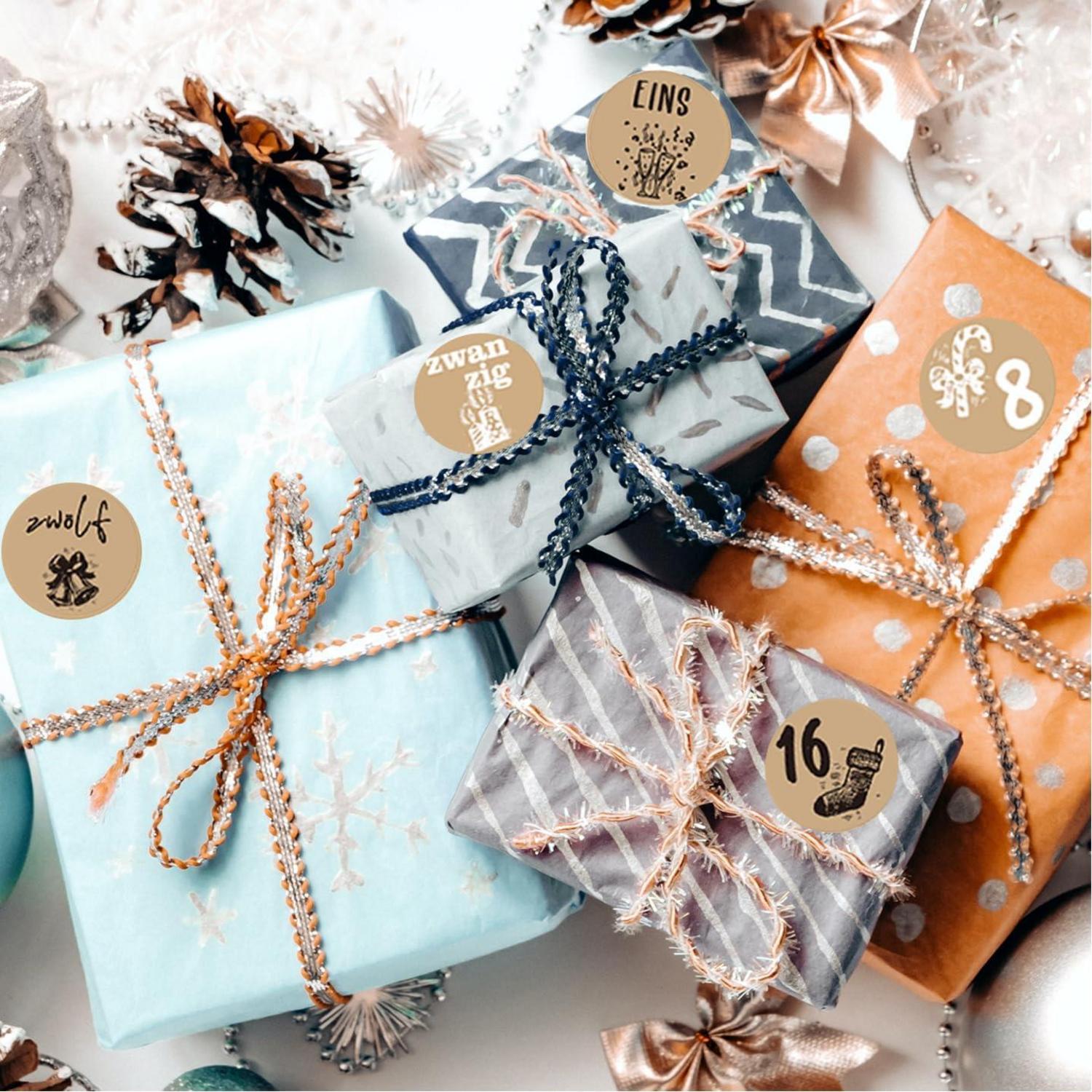 Adventskalender Zahlen Stickers 6x24 Weihnachten DIY Bastelset