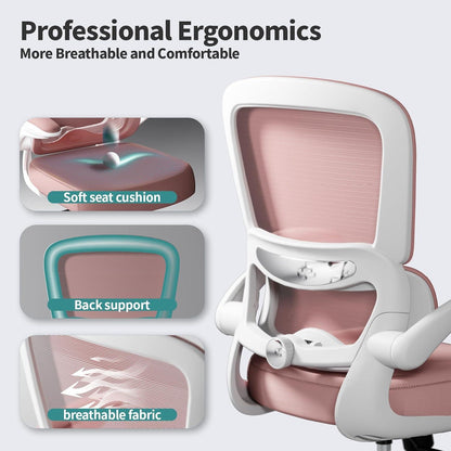 Ergonomischer Mesh Bürostuhl mit Rollen und individuell anpassbarer