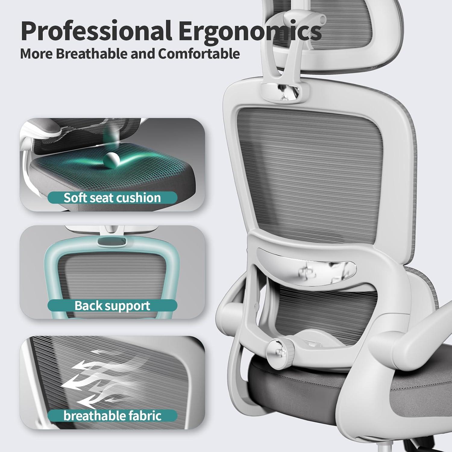 Ergonomischer Bürostuhl mit Rollen Schwarz Mesh 330 lbs