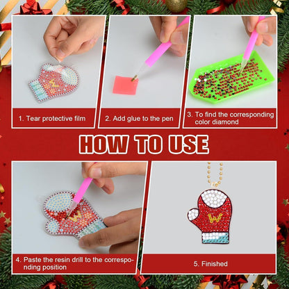 GEEKEO Weihnachten Diamond Painting Schlüsselanhänger