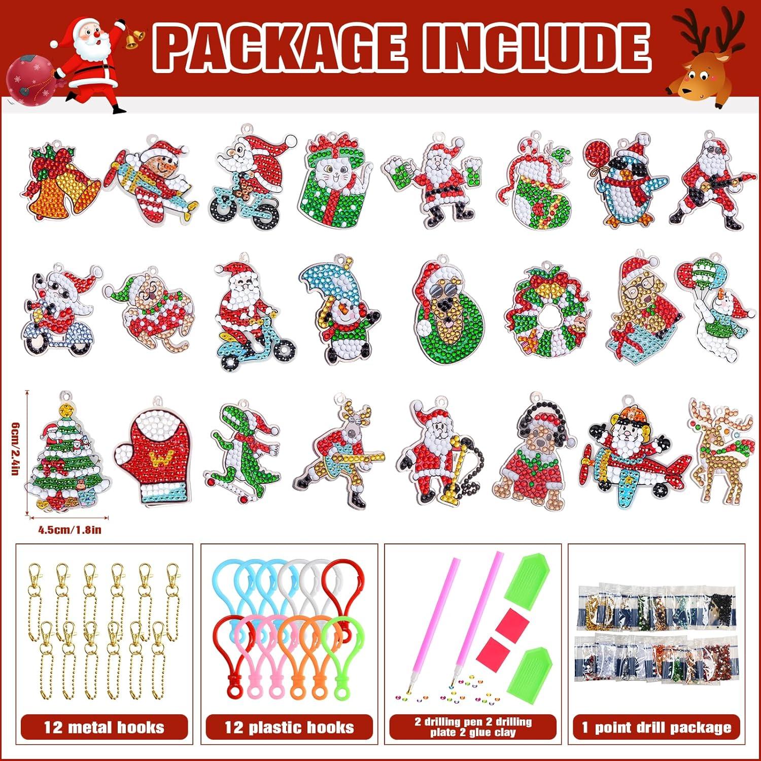 Adventskalender 2024 Kinder Mädchen Diamond Painting Weihnachten Schlüsselanhänger Kits