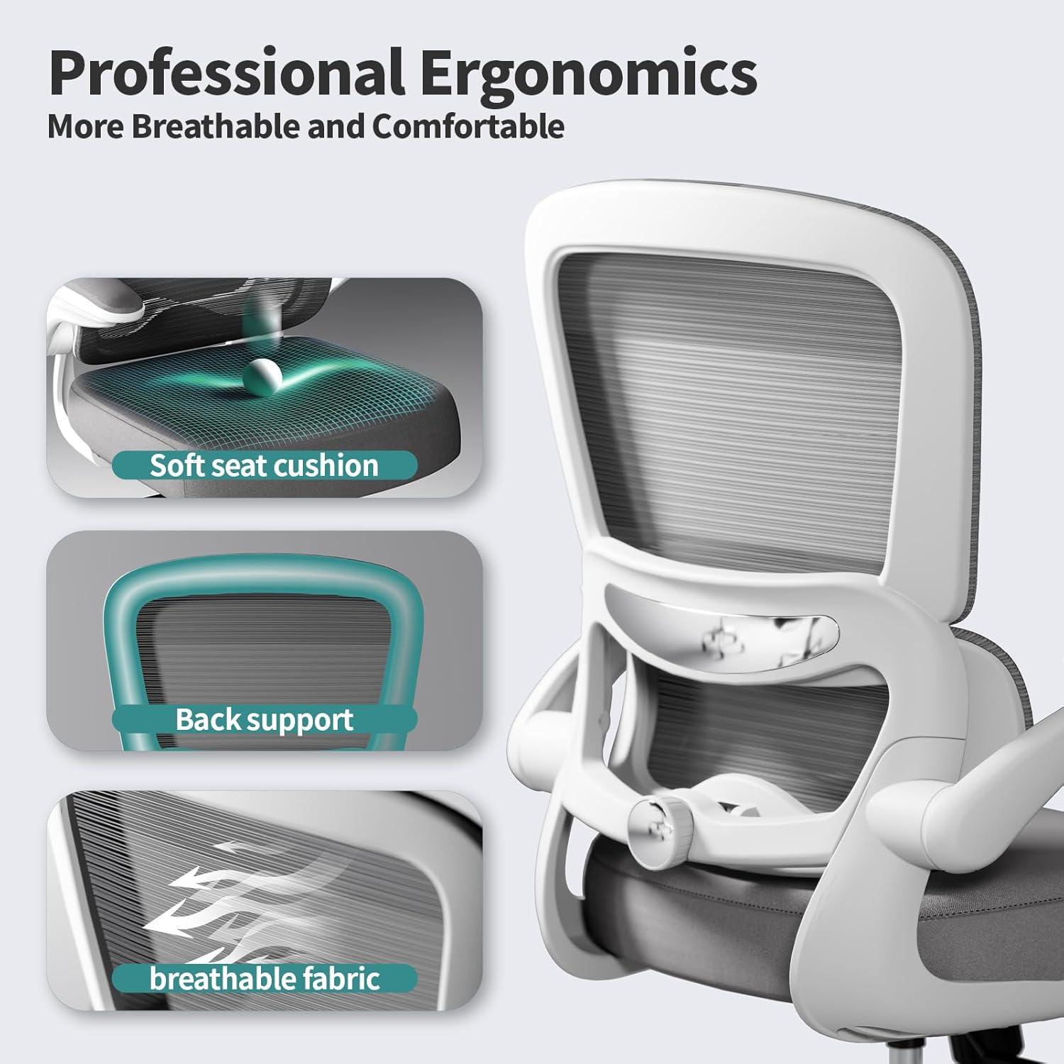 Ergonomischer Bürostuhl Mesh schwarz höhenverstellbar mit Rollen