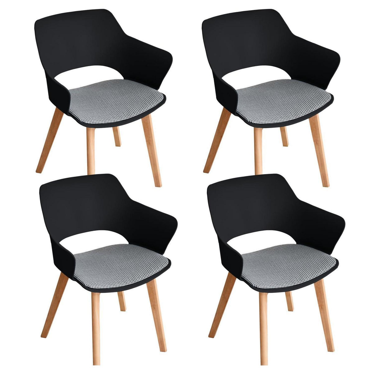 Moderner Esszimmerstuhl Set 4er – Nordisch, Bugholz, Schwarz