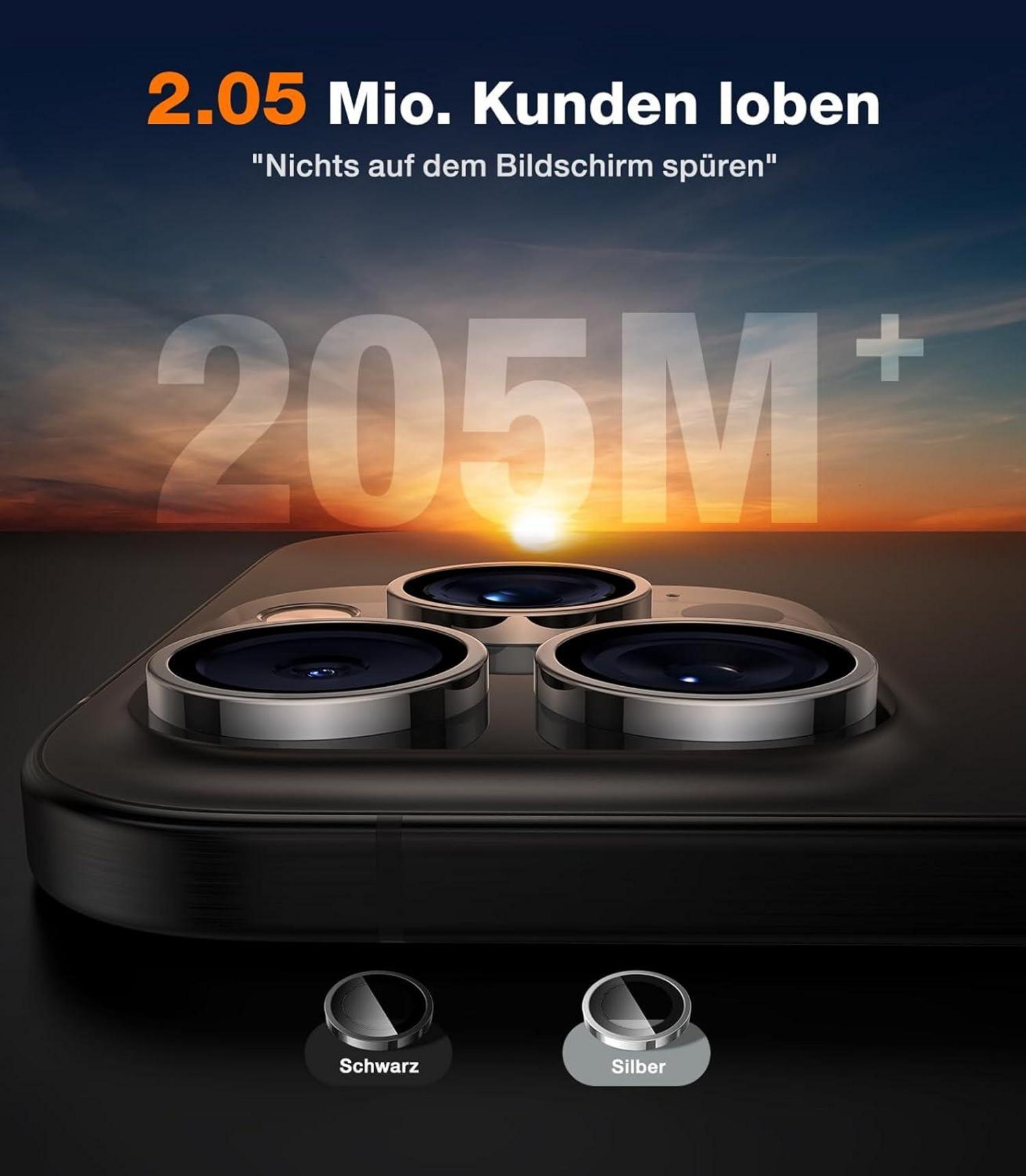 TORRAS Panzerglas Kameraschutz für iPhone 16 Pro /16 Pro Max in Silber