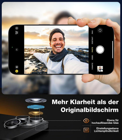 TORRAS iPhone 16 Pro Max Kamera Objektivschutz Silber 9H+usc ava