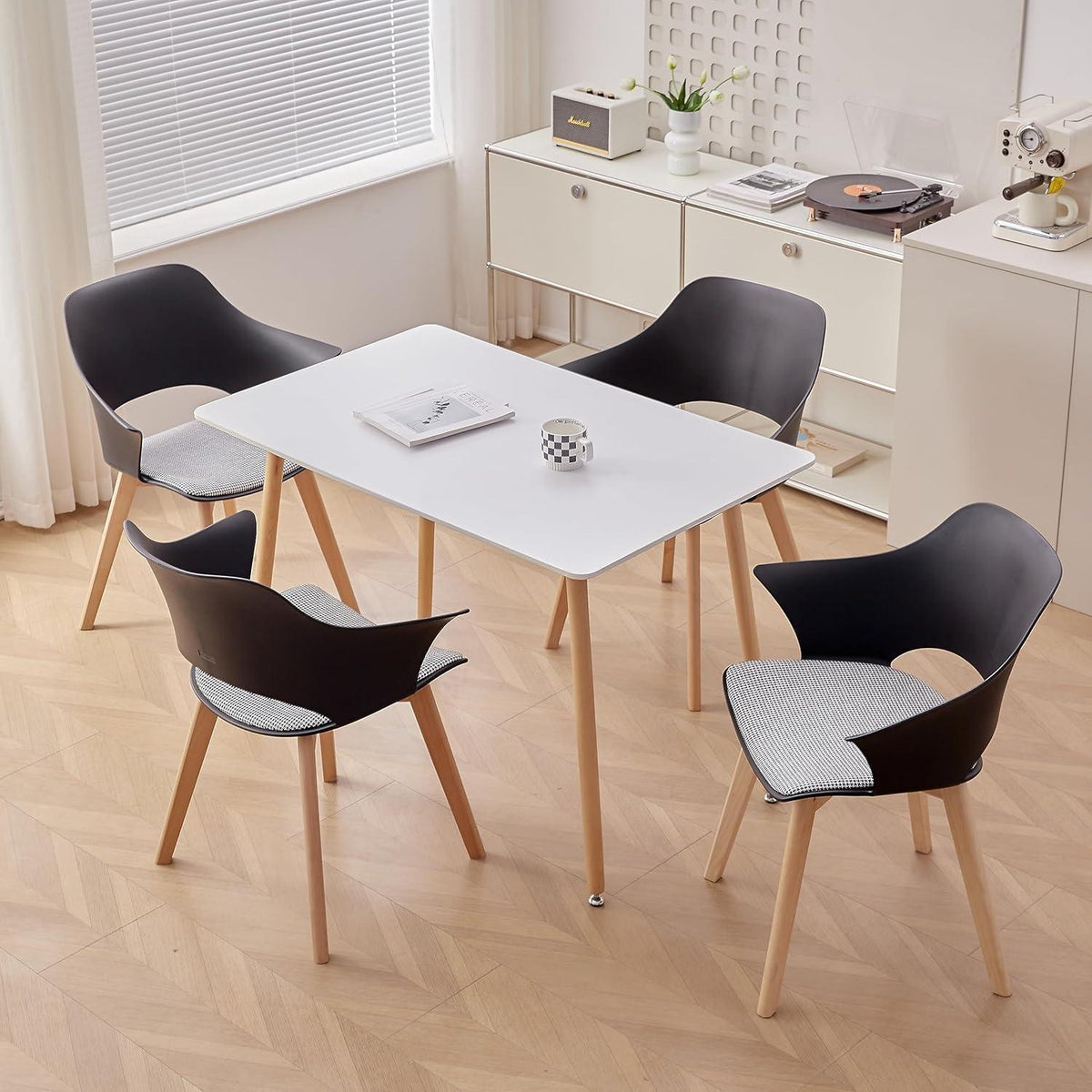 2er-Set Esszimmerstühle Modern Skandinavisch mit Armlehnen Schwarz