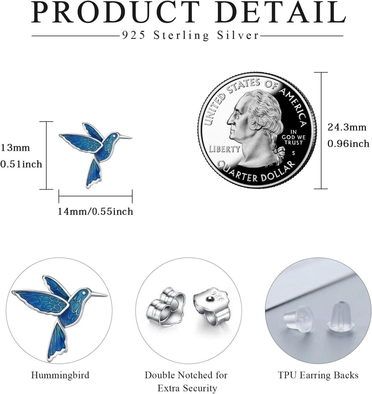 925 Sterling Silber Kolibri Vogel Ohrringe für Damen