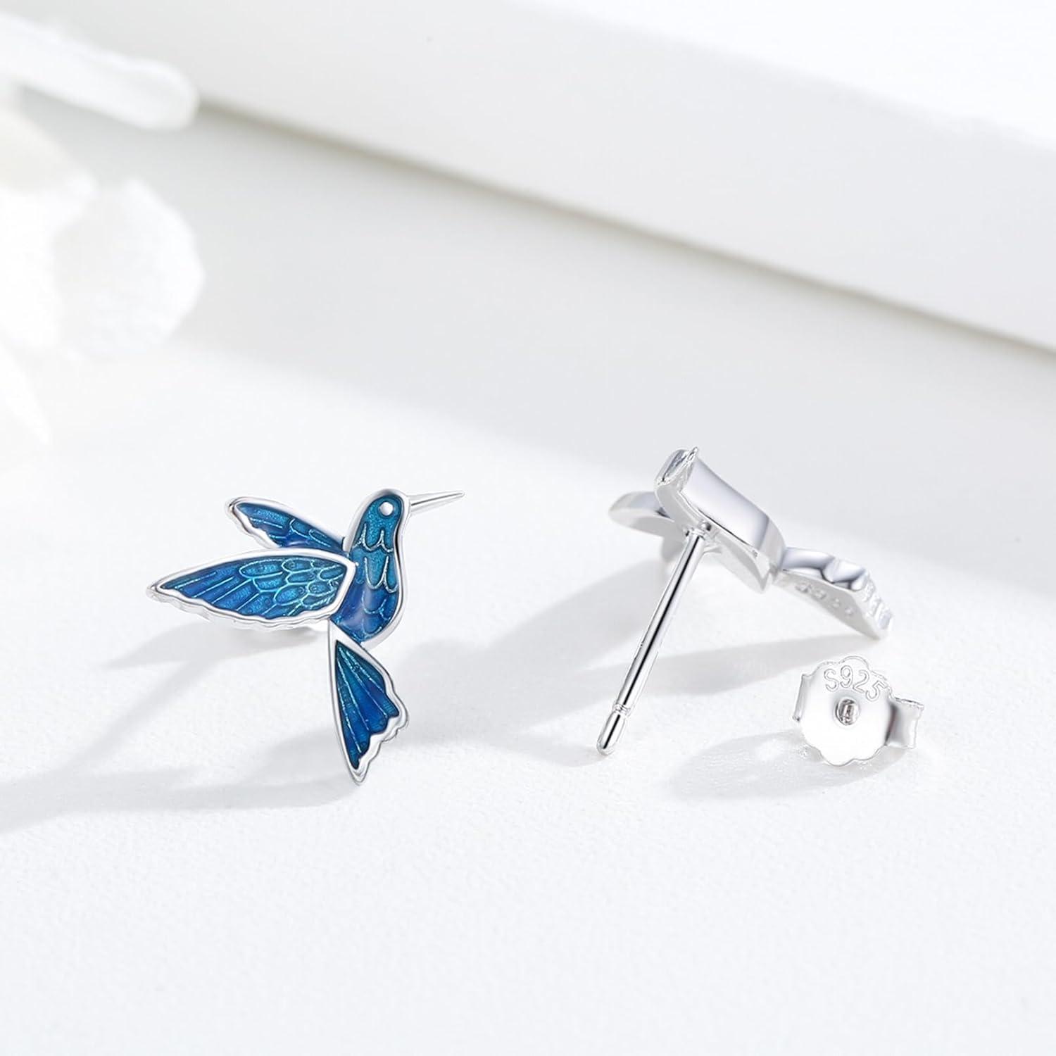 925 Sterling Silber Kolibri Ohrringe Tier Ohrstecker Schmuck