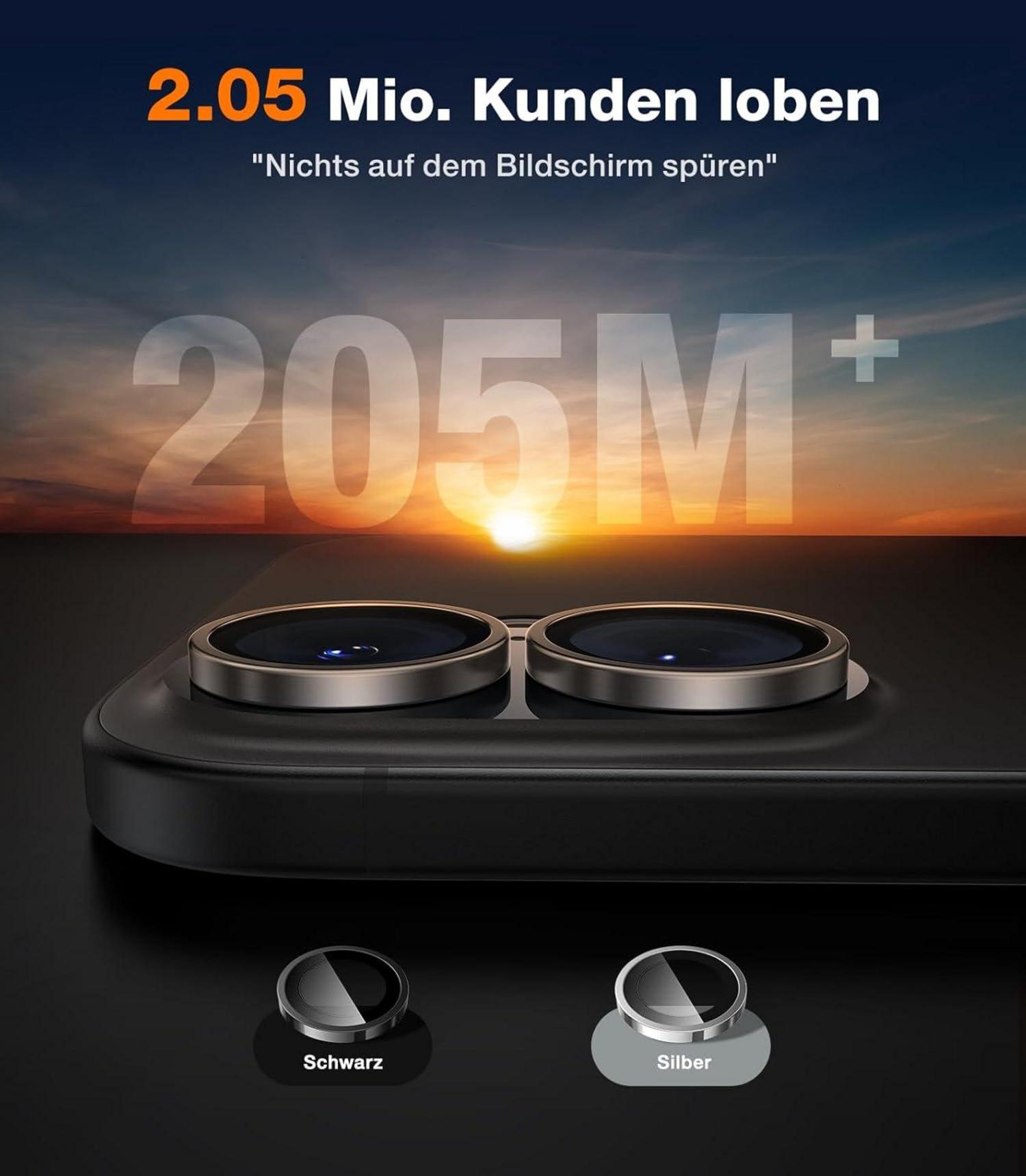 TORRAS iPhone 16/16 Plus Panzerglas Kameraschutz Silber