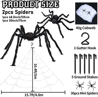Halloween Deko Outdoor Spinne 125cm 75cm Spinnennetz 30 Mini