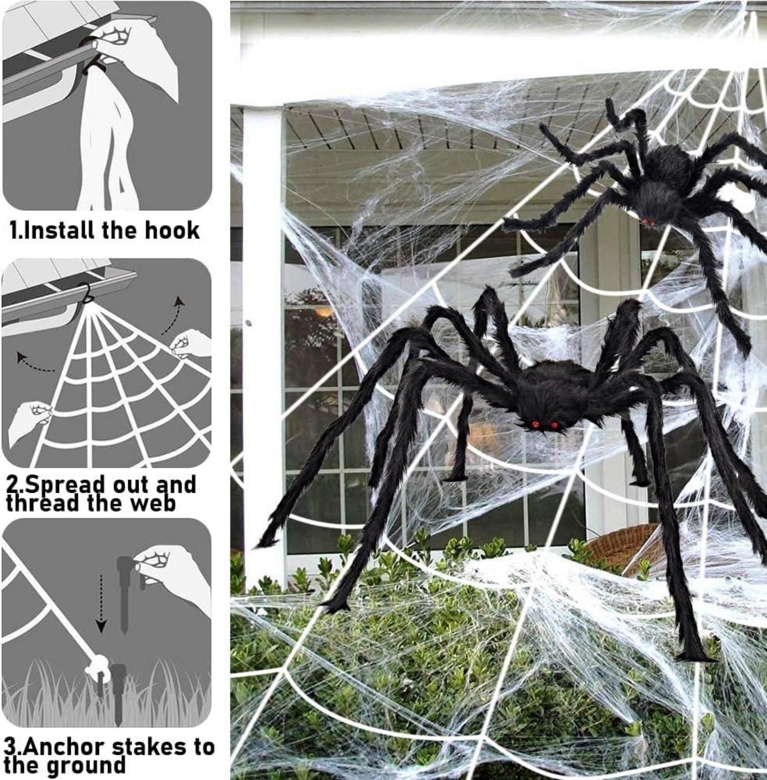 Halloween Deko Outdoor Gruselige Spinnen Garten Dekoration 125cm 75cm