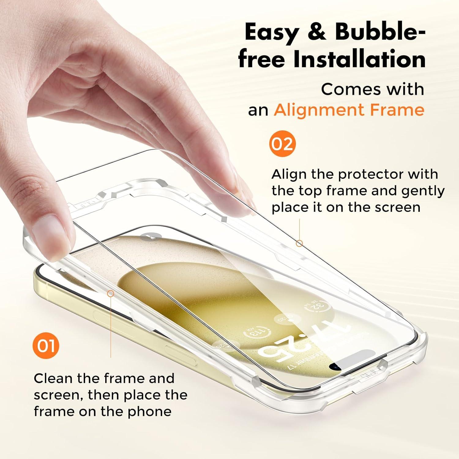 Panzer Schutz Glas iPhone 15 Displayschutzfolie 2er Pack UNBREAKcable
