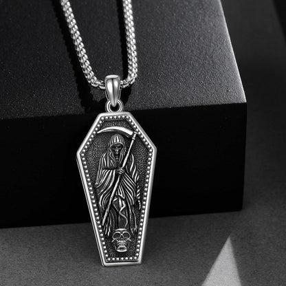 Santa Muerte Totenkopf Halskette 925 Sterling Silber Anhänger Schmuck