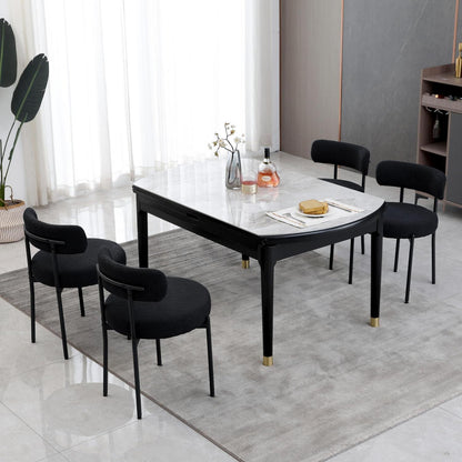 Esszimmerstühle 4er Set, Modern Retro Design, Schwarz