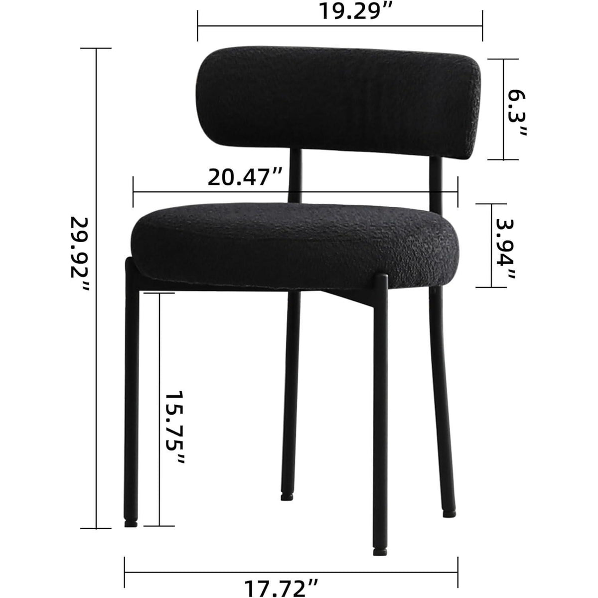 Esszimmerstühle 4er Set, Modern Retro Design, Schwarz