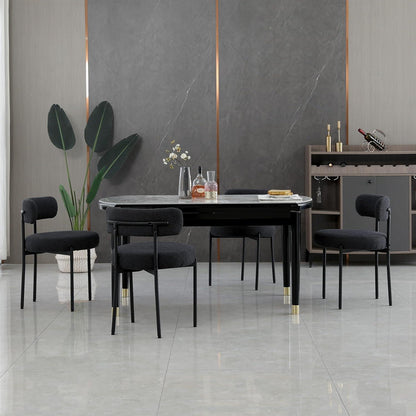 Esszimmerstühle 4er Set, Modern Retro Design, Schwarz