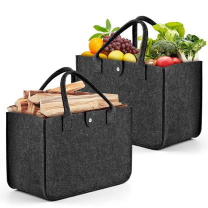 Filztasche Shopper 2er Set - Groß, Faltbar & Robust Dunkelgrau