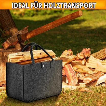 Filztasche Shopper 2er Set - Groß, Faltbar & Robust Dunkelgrau