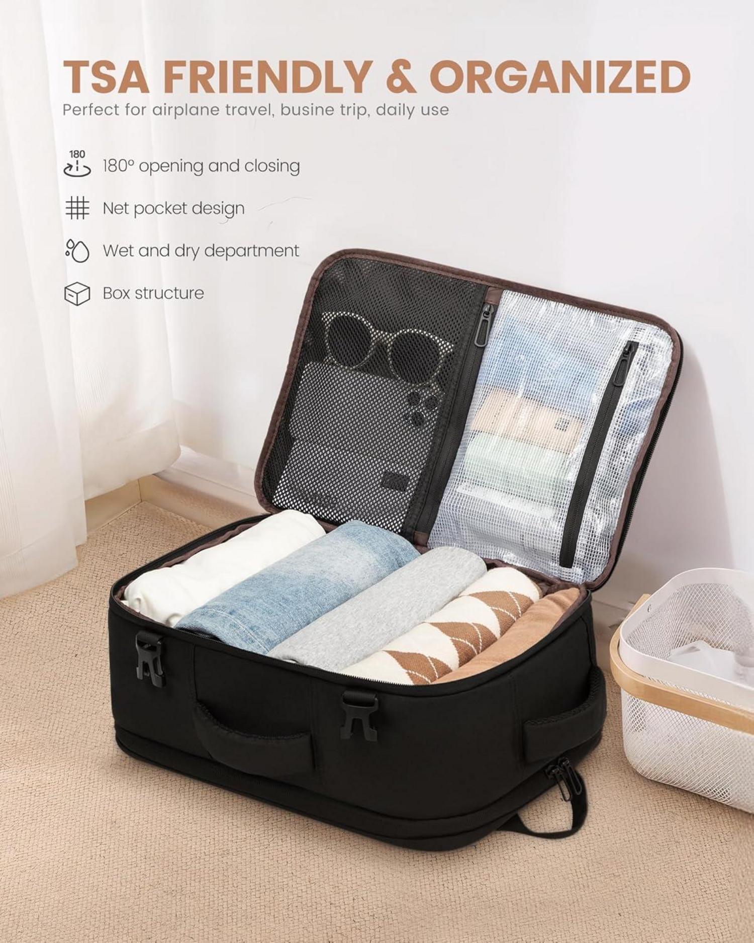 Handgepäck Rucksack 40x20x25 für Reise Ryanair 14 Zoll Laptop 20L Schwarz