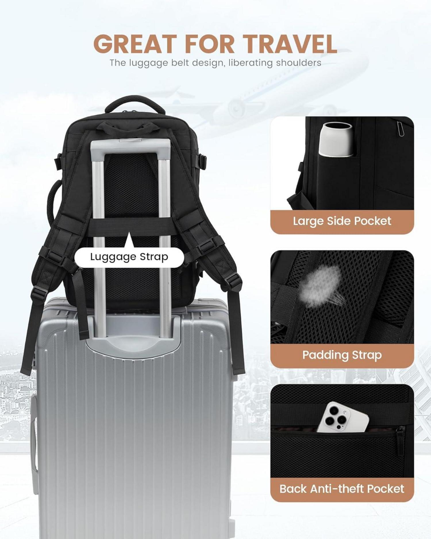 Handgepäck Rucksack 40x20x25 Laptop Backpack Reise Tasche Schwarz