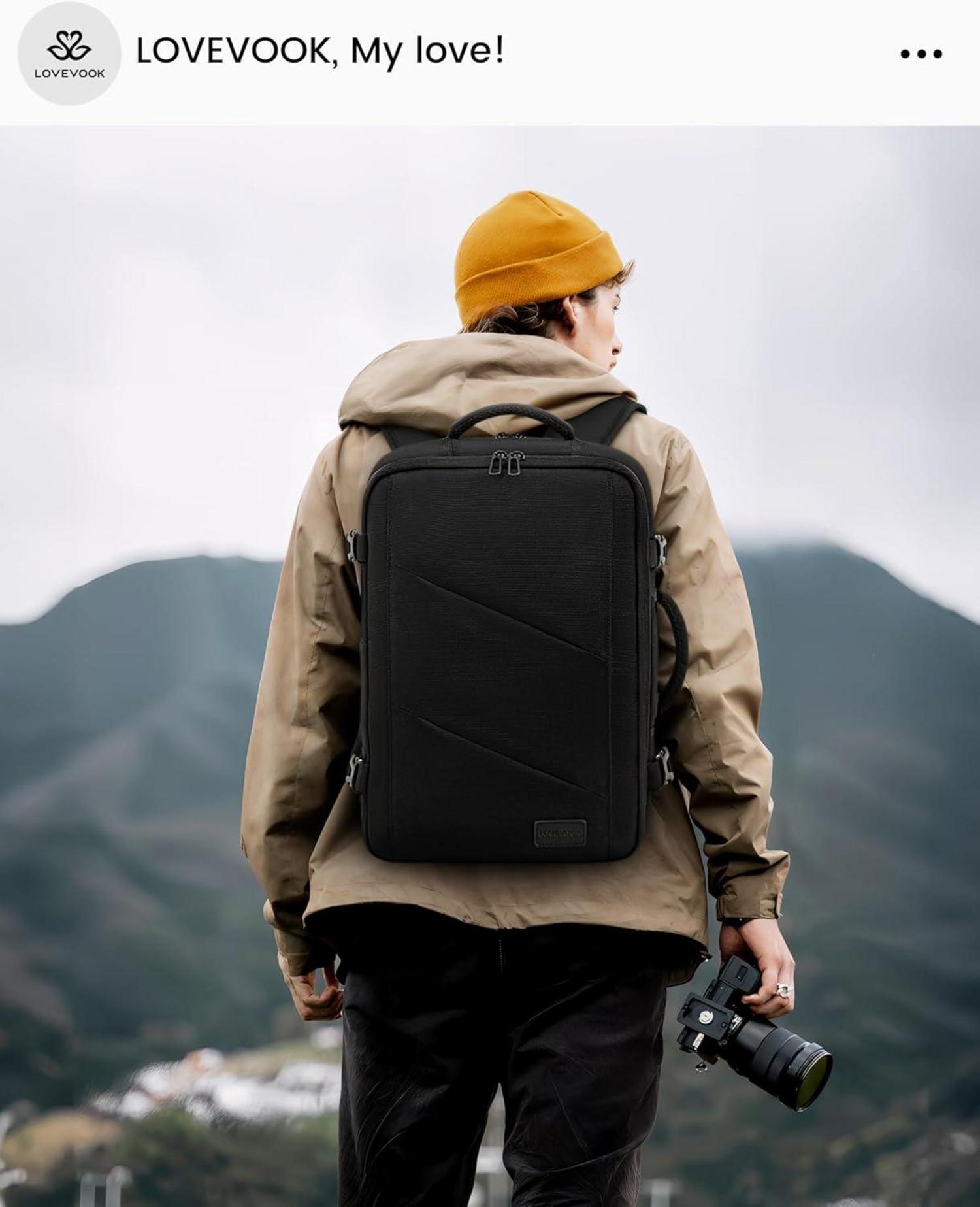 Handgepäck Rucksack 40x20x25 für Reise Ryanair 14 Zoll Laptop 20L Schwarz