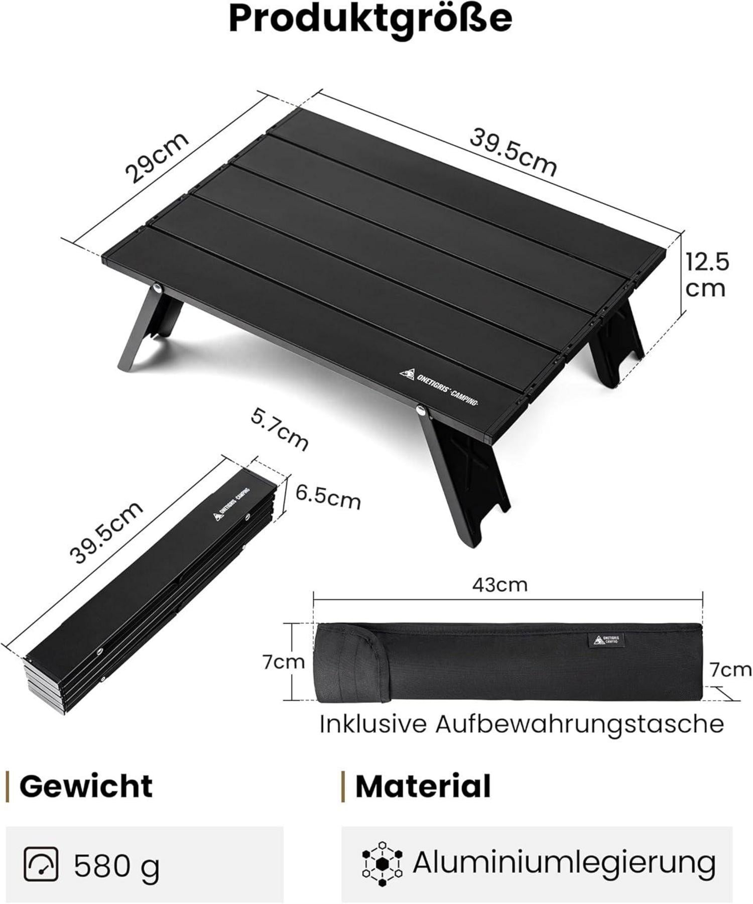 Kompakter Campingtisch Alu klappbar ultraleicht 30 kg