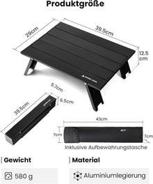 Kompakter Campingtisch Alu klappbar ultraleicht 30 kg