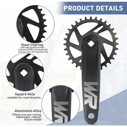 Fahrrad Kurbelgarnitur 170mm – 32T/34T/36T/38T Single Speed