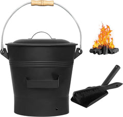 Ascheeimer mit Deckel 10 Liter Werkzeugset für Kamin