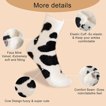 Kuschelsocken Damen Warme Kuh Socken 2er Set lustige