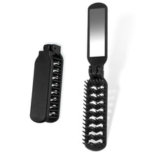 Reisebürste mit Spiegel Mini Haarbürste Faltbar Schwarz Kompakt Brush