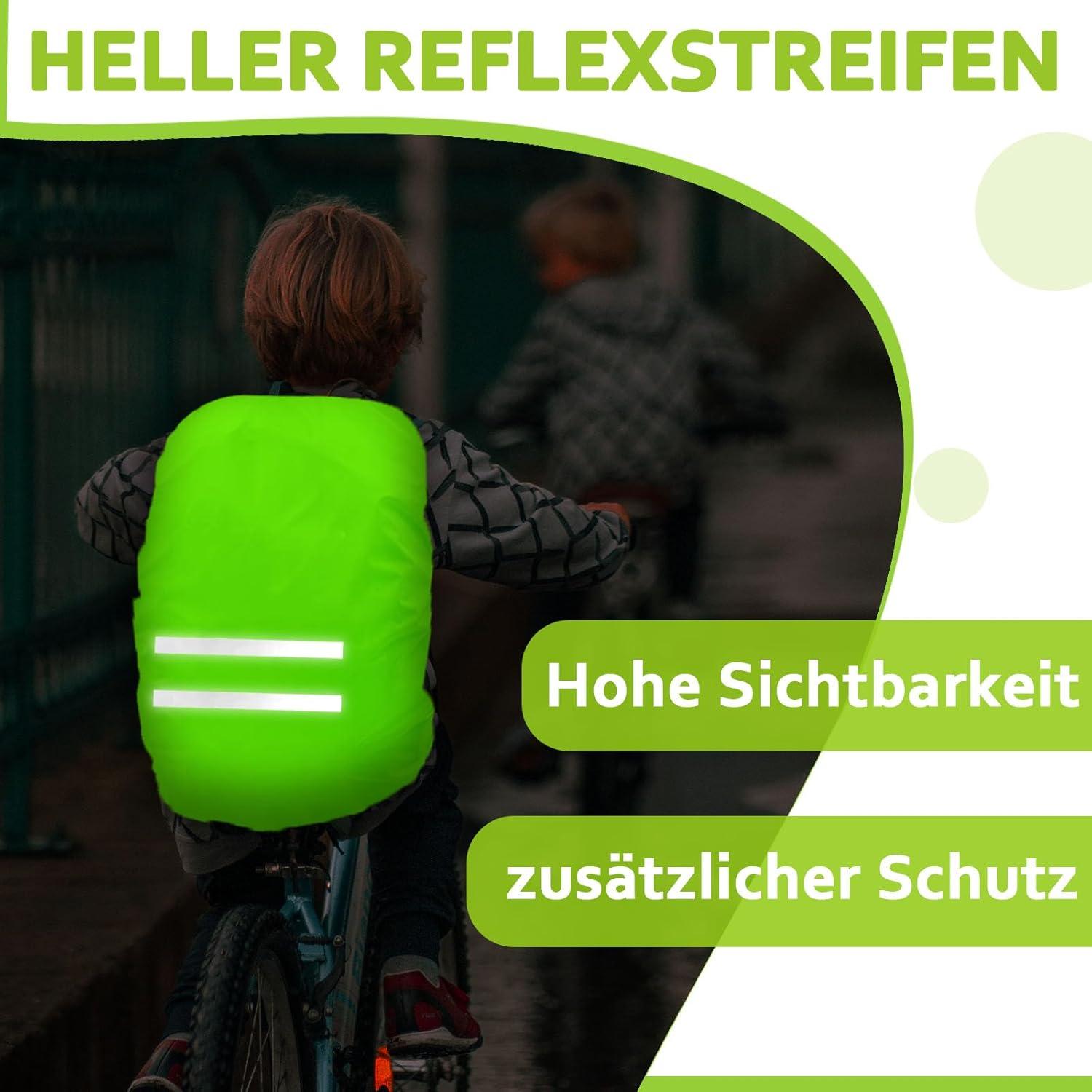 Regenschutz für Rucksack mit Reflektorstreifen Wasserdicht Schulranzen