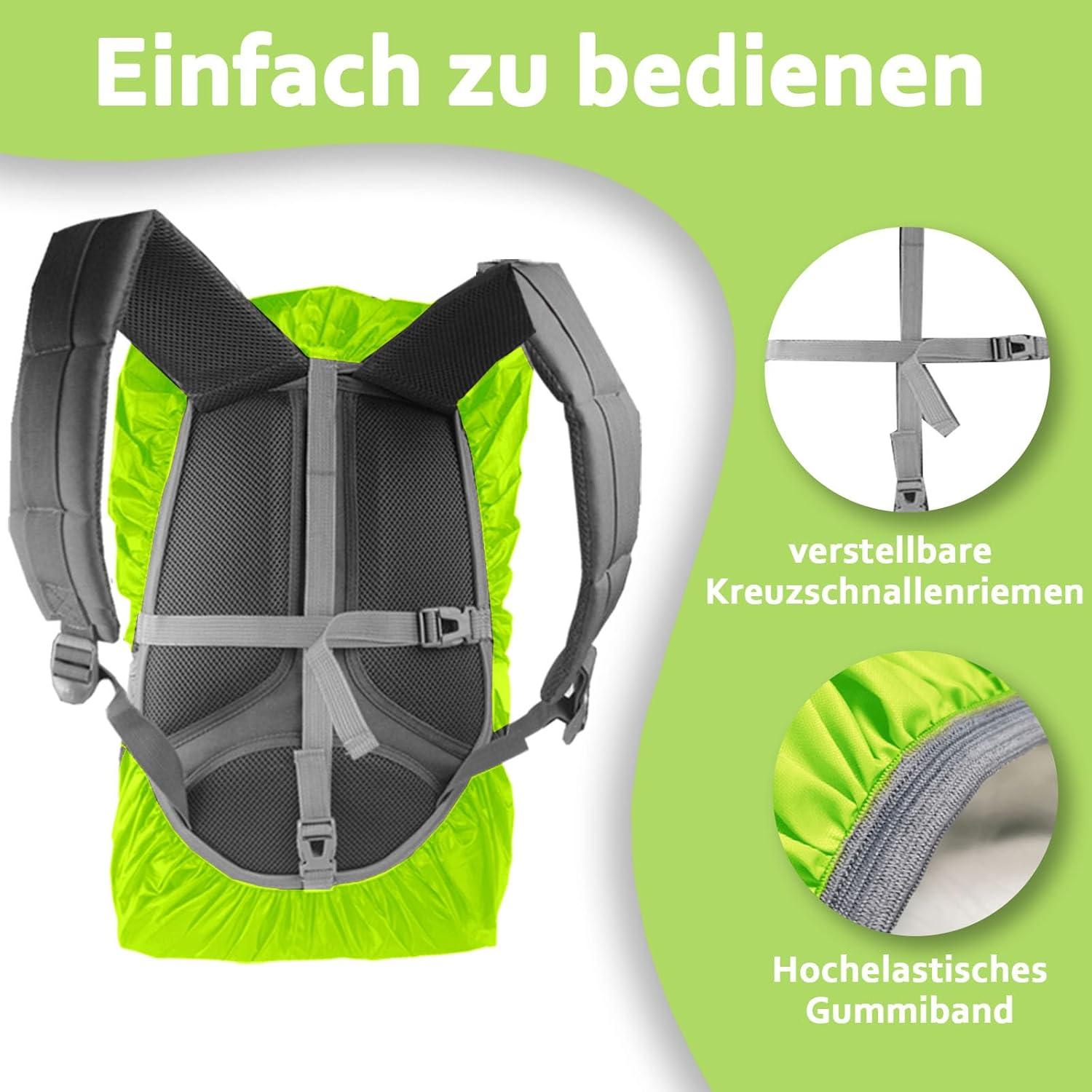 Regenschutz für Rucksack mit Reflektorstreifen 25-50L Neon Gelb