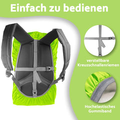 Regenschutz für Rucksack mit Reflektorstreifen 25-50L Neon Gelb