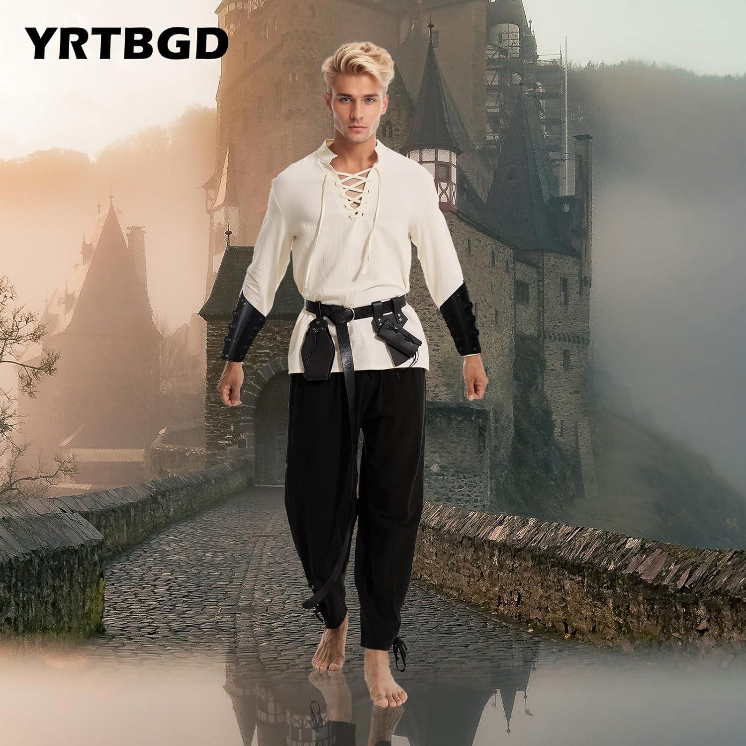 Mittelalter Hemd Herren Renaissance Viking Kostüm Halloween Beige